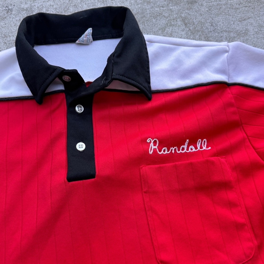 Vintage 60s Hilton Bowling Shirt Chainstitch Mens Large Red White Black USA Made - Picture 3 of 6
